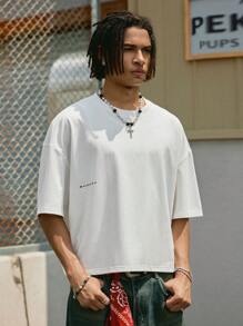 PAVTROS Manfinity Streetrush Men's Casual Minimalist Pattern Loose Fit Short T-Shirt 07 Jersey Men's Streetwear Shirts Graphic Tees Street Wear - White - View 5