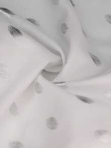 Calvaya Plus Size Women's Elegant Stand Collar Bowknot Loose Silver Printing Blouse