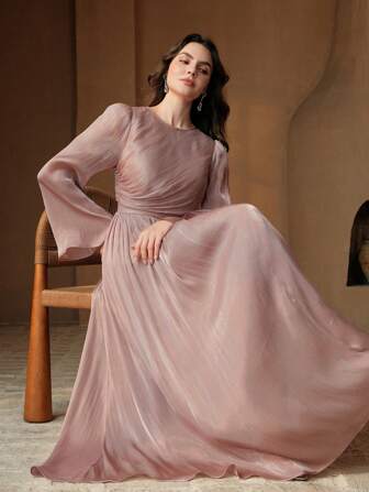 Anewsta Vestido de manga larga para mujer, vestido elegante y versátil para ir y venir, apto para la primavera/otoño