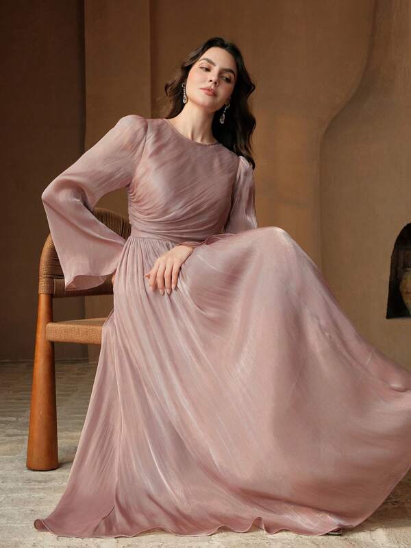 Anewsta Women Long Sleeve Dress, Elegant Versatile Commuter Dress For Spring/Autumn