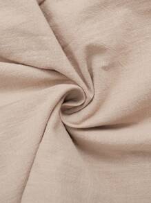 Anewsta Bộ 2 món áo thun thêu rỗng màu trơn thanh lịch dành cho nữ và quần ống rộng/quần dài, mùa xuân/hè, thích hợp cho lễ hội, tốt nghiệp - Màu Khaki - Xem 9