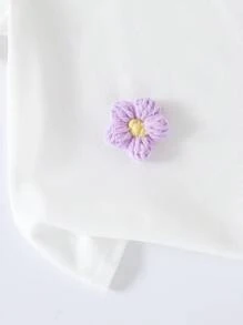 女宝宝夏季休闲韩版可爱圆领短袖花朵印花上衣T恤针织罗纹喇叭裤套装