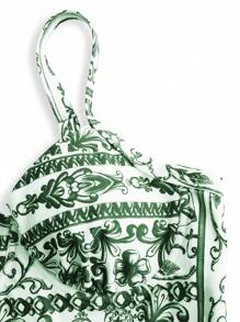 Swim Oasis 2pcs Oasis Positioning Print Paisley High Quality Swimsuit - Dark Green - View 11