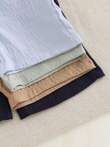 4pcs/Set Baby Boy Casual Muted Color Elastic Waist Drawstring Shorts For Summer Everyday Wear Clothes Summer - Multicolor - View 6