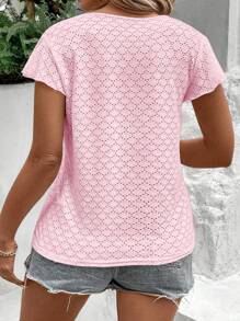 SHEIN Women's Plus Size Round Neck Ruffle Sleeve Casual Versatile T-Shirt, Summer