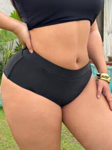Swim Lushoire Plus Size Solid Color High Waist Swimsuit Bottom