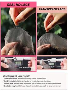 TrueHD 1片高清蕾丝前额假发，13x4寸，波浪卷发，真人发，13x4寸耳到耳高清蕾丝前额假发，预先拔毛，自由分缝，全蕾丝前额假发，女士专用 - SNatural - 查看 7