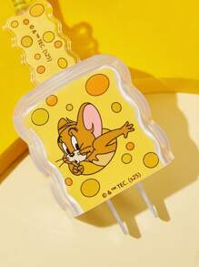 TOM & JERRY X SHEIN Bộ 3 vỏ bảo vệ cáp điện thoại và cáp sạc hình mèo và chuột hoạt hình, tương thích với bộ sạc , họa tiết pho mát dễ thương, họa tiết hình pho mát. - Trong sáng - Xem 6