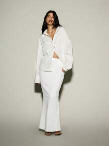 KIZN Rhinestone Studded Denim Trucker Jacket Party Festival Statement Outerwear Streetwear Spring Fall Winter Fashion - White - View 4