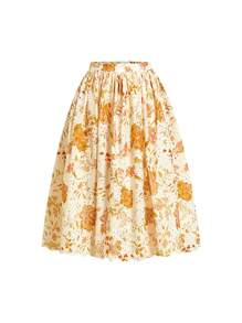 Ellevyn Saia A-Line Elegante para Férias com Bordado Floral Vazado e Romântico - Amarelo mostarda - Visão 6