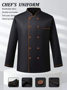 Manfinity Homme Men's Chef Shirt, Fashionable For Summer - Black - View 1