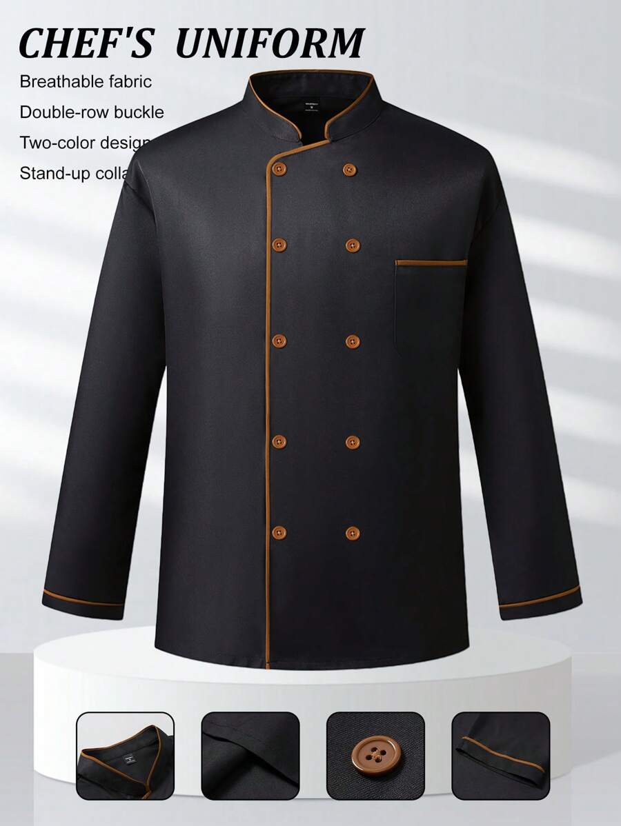 Manfinity Homme Men's Chef Shirt, Fashionable For Summer - Black - View 1