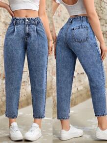 Breezaya Quần Jeans Hình Nón Túi Thời Trang Đã Giặt & Dành Cho Nữ - Rửa tối - Xem 1