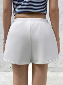 SHEIN Teen Girls' 3 Pieces Set Casual Solid Comfy Mid-Waist Matching Shorts - Multicolor - View 2