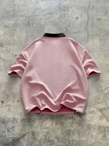 AXEPEAK Men's Printed Loose Knit Short Sleeve Half Button Polo Shirt, For Boyfriend Gift, Going Out, School, Streetwear Edition