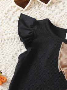 SHEIN Playful Pals 6 件套女童婴儿荷叶边圆领多色上衣和松紧腰短裤套装，可爱休闲，居家或外出穿着舒适，春夏秋 - 彩色 - 查看 6