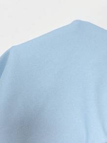 Roylia 女士时尚复古美式岛屿性感女士贝壳印花紧身短袖 T 恤 - 藍色 - 查看 7