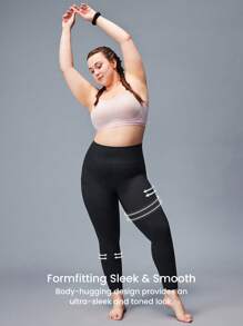 LUVLETTE Damen Leggings in Große Größen, knöchellang, einfarbig, Lässig, Sporthose, schwarz, Activewear Gym Leggings