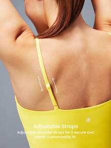 LUVLETTE Yellow Low Impact Yoga Daily Active Tank Crop Top Low Casual-Sporty LingerieAsOuterwear Sports Gym Basic Bra Comfortable Must-Haves Bra-Free Cami