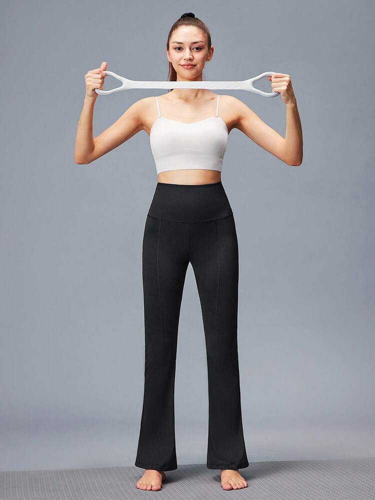 Pantalon de yoga évasé noir décontracté pour femmes, taille haute, pantalon de yoga élégant, pantalon de travail évasé, pantalon de base fitness, pantalon actif, pantalon de sport, pantalon de gym