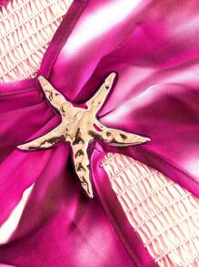 Sunnyshic 大码女式迷人花卉印花前扭纹镂空高开衩连衣裙，度假风格 - 玫紅色 - 查看 5