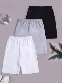 RueChic 3 pezzi Pantaloncini da uomo a vita regolare con dettagli in etichetta e coulisse