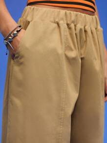 COUREZ Weite Hose mit niedriger Taille aus Nylon, Sommer für Frauen, Y2K, Lässig, Vintage 100% Baumwolle Highstreet - Grau - Übersicht 6
