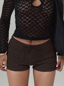 INAWLY Women Bubble Texture Drawstring Waist Shorts, Summer