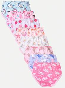 Girls Young Girl' Unicorn, Mermaid, Seashell, Fairy, Flower, Strawberry, Rainbow, Tree, Sloth Print Soft Breathable Briefs - Multicolor - View 3