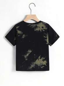 SHEIN 小男孩扎染圆领字母图案短袖T恤，夏季 - 彩色 - 查看 2