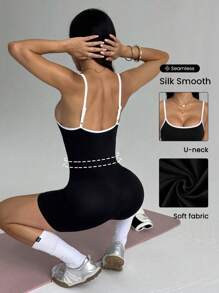 Easithlete Women Seamless Waist Cinched High Waist Bodycon Shorts - Black - View 6