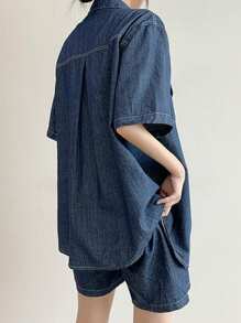 DAZY Women Denim Two Pieces Outfits - Dark Wash - View 2