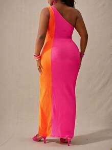 Slaydiva 大码女式性感不对称镂空前开叉紧身中长连衣裙，度假、优雅、简约