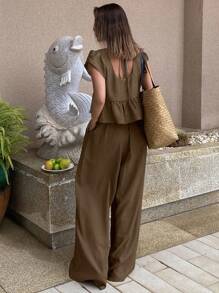 DAZY 新款春季风格海滩度假休闲纯色两件套女士夏季