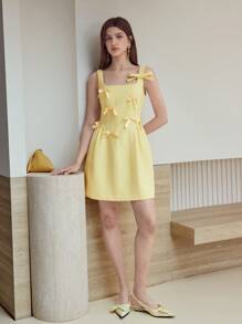 MOTF STUDIO VESTIDO CON CREMALLERA Y DETALLE DE LAZO - Amarillo - Ver 5