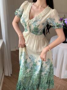 DAZY 新款夏季女式优雅花卉印花连衣裙