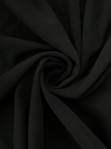 Breezaya Vestido de manga corta de longitud media con cinturón de cintura de unicolor elegante para mujer - Negro - Ver 5