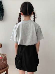 DAZY Tween Girl Graphic Tee And Black Skirt 2 Pieces Set,Girls Summer Outfits,Back To School Clothes - Grey - View 5