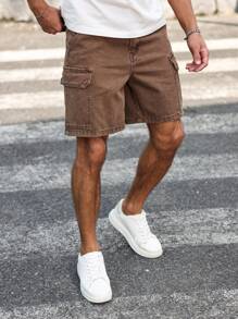 Manfinity Homme 男士纯色休闲牛仔短裤，适合夏季