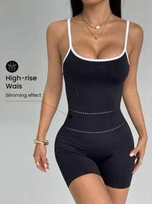 Easithlete Women Seamless Waist Cinched High Waist Bodycon Shorts - Black - View 3