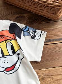 Parte superior casual con estampado de figuras de dibujos animados lindas para bebé niño