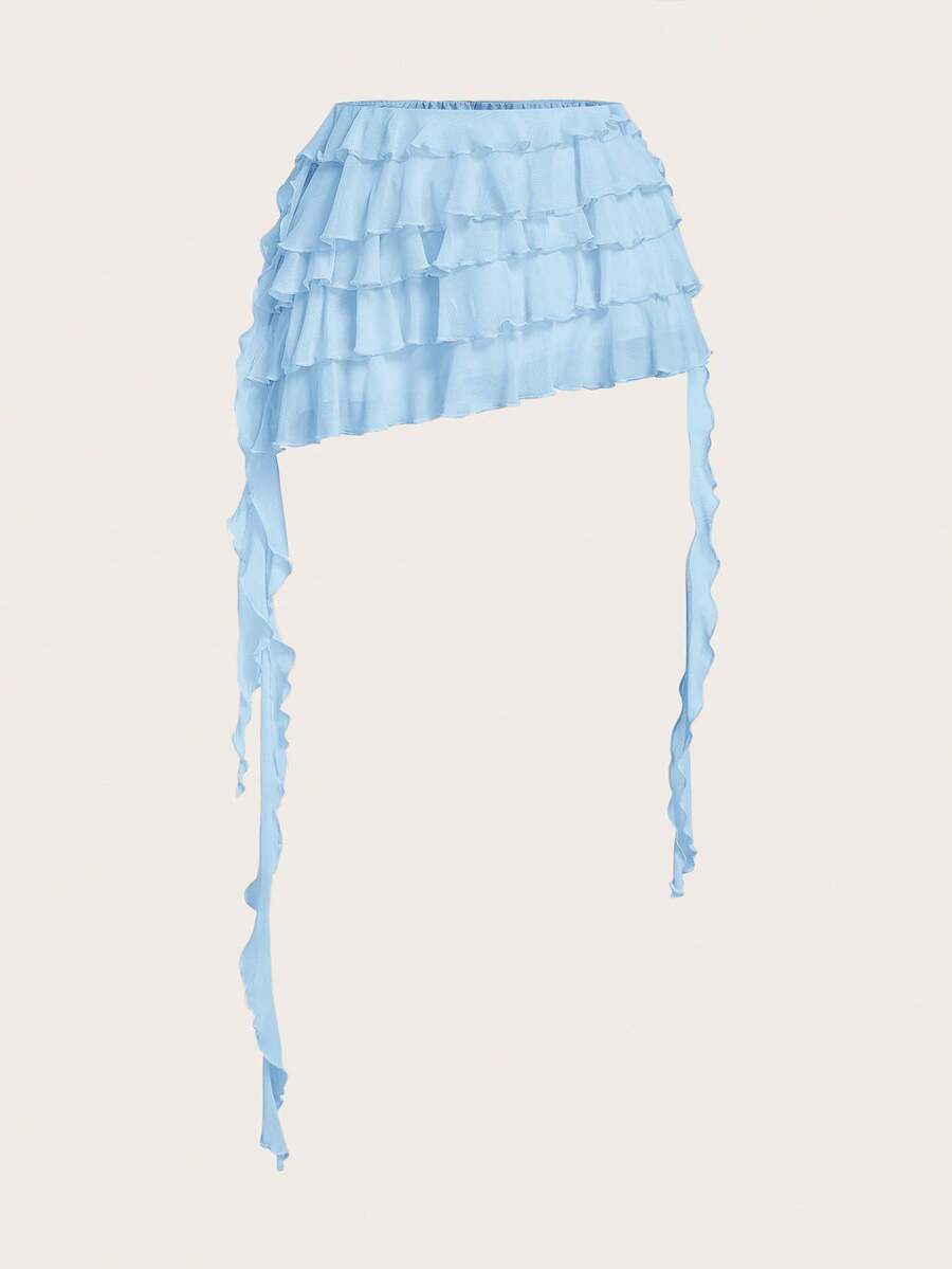 SHEIN EZwear 浅蓝色女士休闲迷你裙，夏季 - 淺藍色 - 查看 1