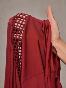 Slaydiva 2026 Spring Summer New Beach Vacation Casual Hollow Sexy Elegant Romantic Party Cocktail Dress Elegant Romantic High Slit Ruffle Strap Maxi Dress For Plus Size Women - Burgundy - View 11