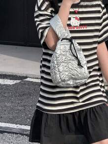 HELLO KITTY | DAZY 女童夏季短袖条纹拼接连衣裙 - 黑與白 - 查看 1