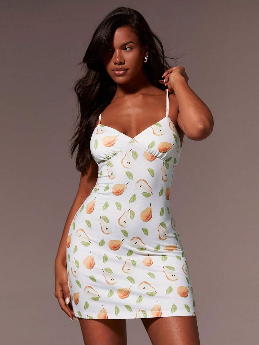 Athîral Damen Fruit Muster lässiges ärmelloses Mini-Kleid, Sommer - Verschiedenfarbig - Übersicht 1