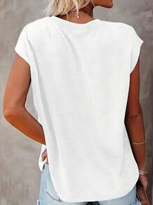 INAWLY Casual Creative Graffiti Print Crew Neck Women T-Shirt - Multicolor - View 2