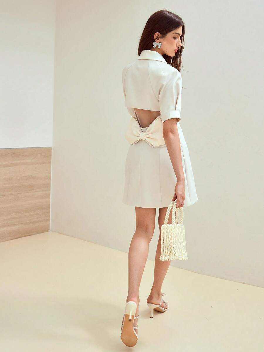 MOTF STUDIO VESTIDO CON DETALLE DE LAZO Y ABERTURA - Albaricoque - Ver 1