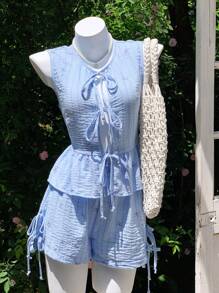 Comfortcana Women Two Pieces Outfits For Daily Wear - Blue - View 4