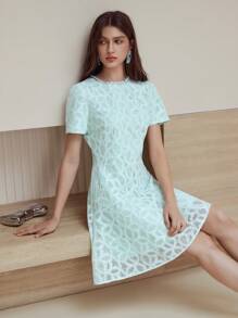 MOTF STUDIO 仿珍珠饰边拉链连衣裙 - 綠色 - 查看 1