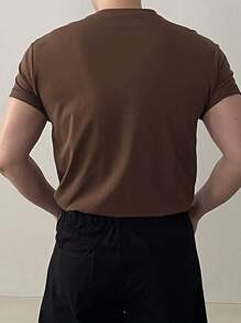 DAZY Camiseta casual de verano para hombre con bloqueo de color y bordado de letras
